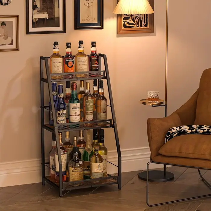 Casier à vin en bois, étagère de rangement multicouche sur pied