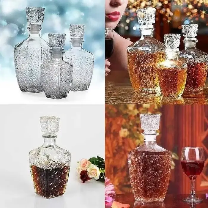 Bouteille Transparente en Verre Clip pour Whisky ou Vin Français