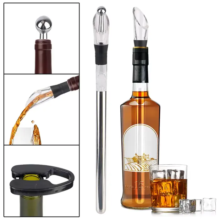 Refroidisseur de vin glacé refroidissement du vin avec verseur de vin + bouchon + coupe bâton