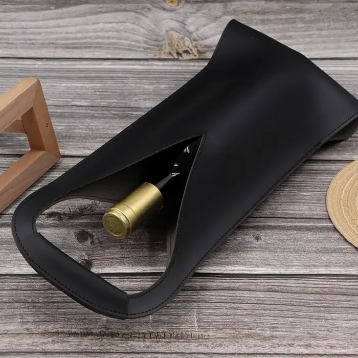 Porte-vin en cuir imperméable avec poignée robuste