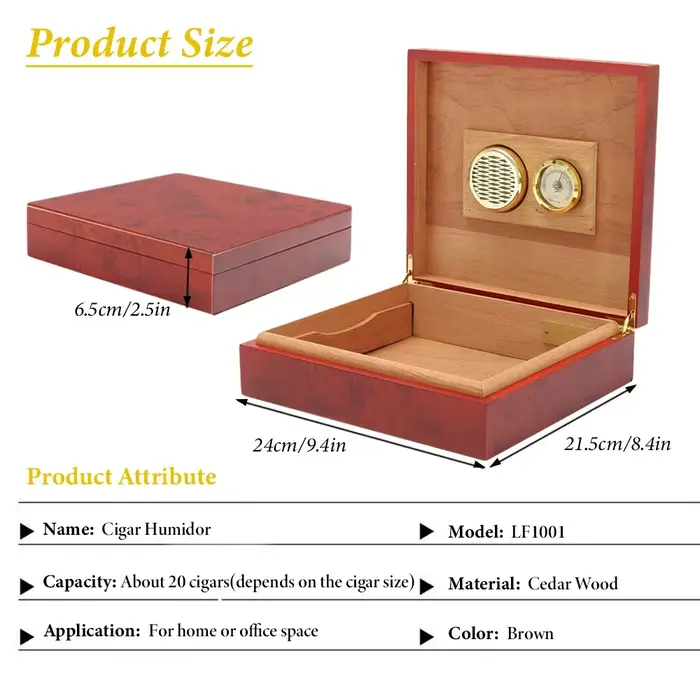 Boîte d'humidification à cigares avec hygromètre