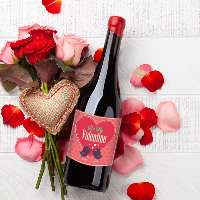 Autocollants pour bouteilles de vin de la saint-valentin