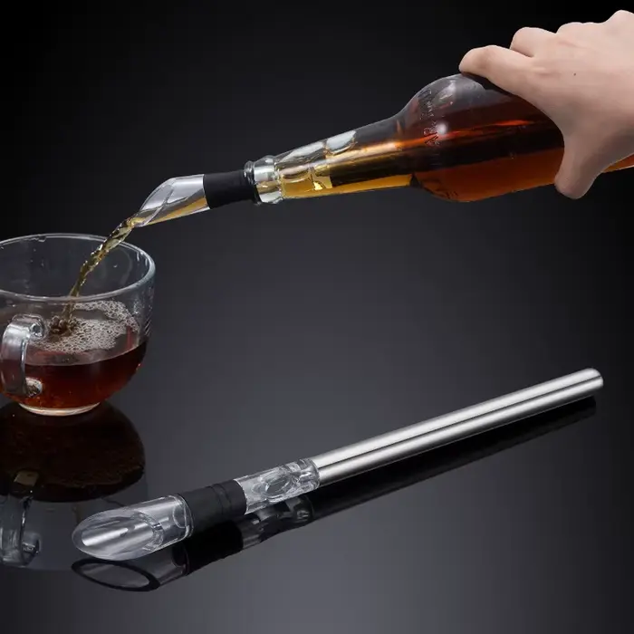 (1 pièce) Verseur de vin en acier inoxydable avec tige rafraîchissante