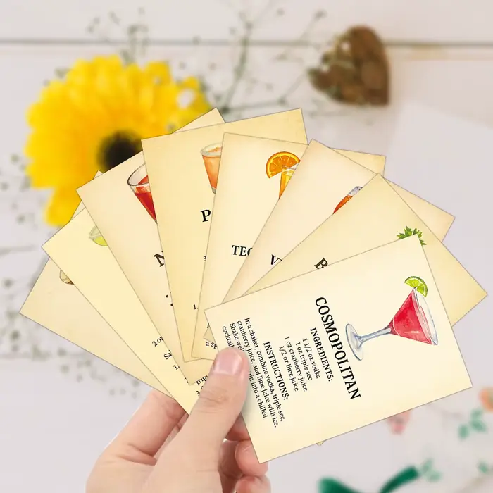 20 cartes de recettes d'ingrédients pour cocktails
