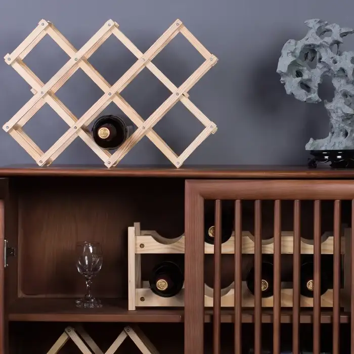 Présentoir de vin rouge Double couche en bois massif
