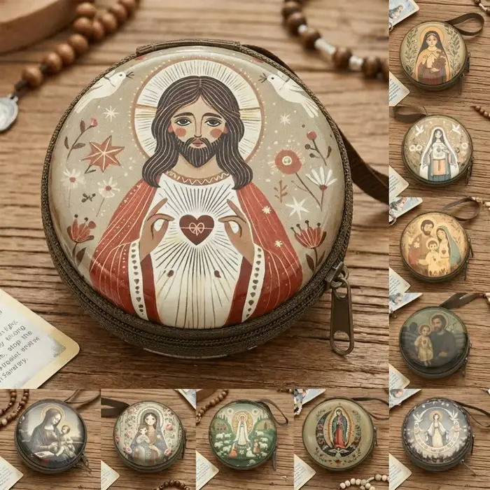 Sac de rangement pour chapelet de prière de la Vierge Marie