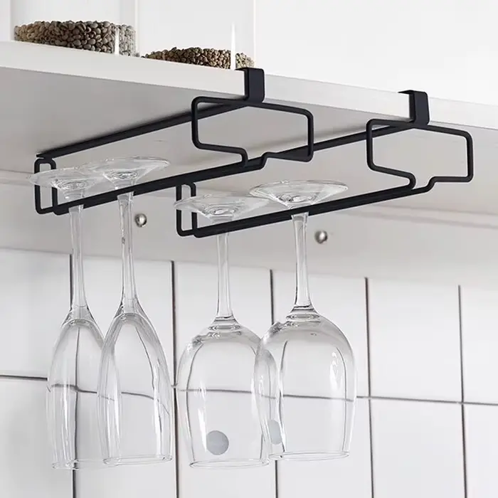 Support à vin pour verres à vin rouge - Étagère de rangement suspendue sans perçage avec égouttoir inversé pour la maison et la cuisine