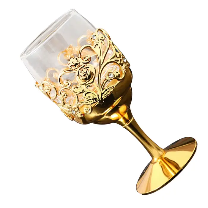Verre à vin doré luxueux, élégant, vintage, creux, pour boire du vin, pour pendaison de crémaillère, cadeau de fête