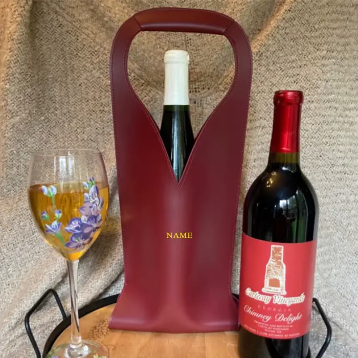 Sacs à vin en cuir de luxe avec lettres personnalisées