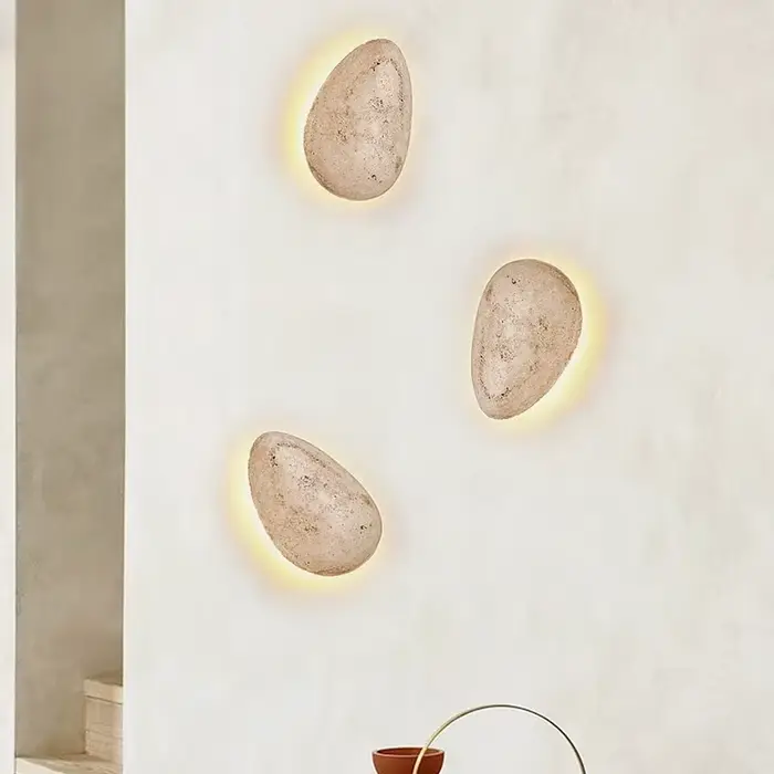 Wine-sabi-Applique Murale LED Créative en Pierre Naturelle Jaune