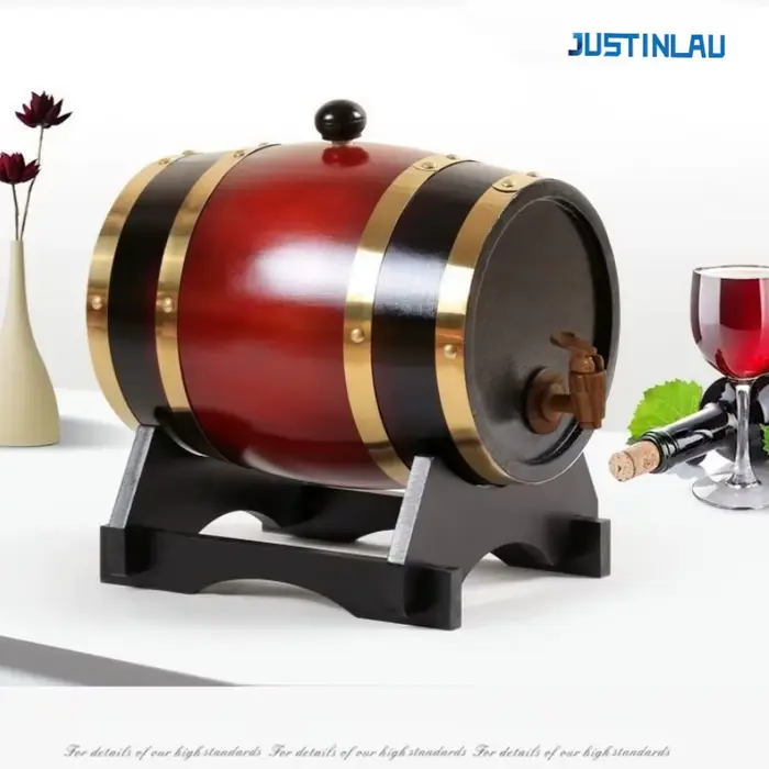 JUSTINLAU 3L/5L baril de vin en bois Vintage chêne bière accessoires de brassage récipient de stockage de whisky décoration de la maison outils de Bar à vin