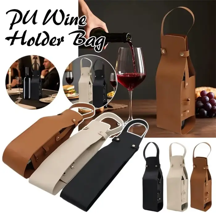 Sac cadeau de vin réutilisable de luxe en cuir PU