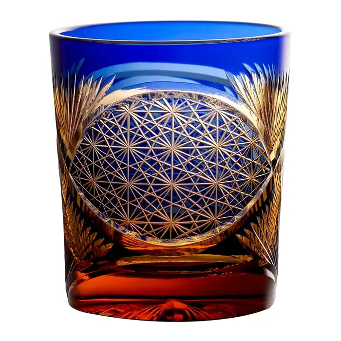 Tasse à whisky en verre de cristal Edo Kiriko sculptée à la main japonaise pour hommes