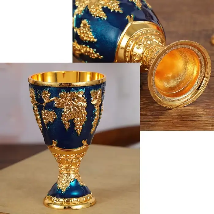 Verre à vin européen, tasse blanche portable vintage en alliage