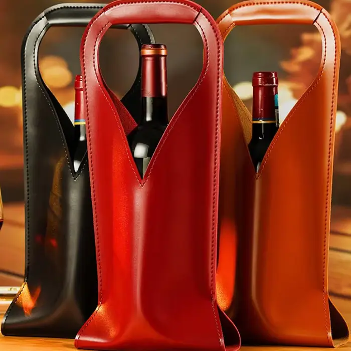 Sac cadeau de vin, porte-fourre-tout de vin en cuir réutilisable