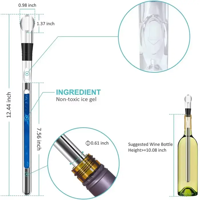 Refroidisseur de bouteille de vin 3 en 1 en acier inoxydable