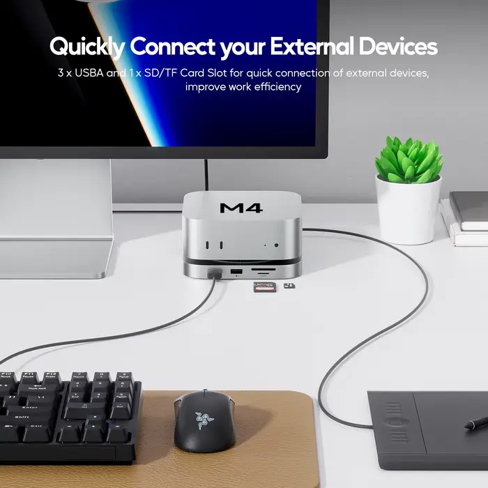 Hub PULWTOP Mac Mini M4 avec boîtier SSD M.2 (non inclus)