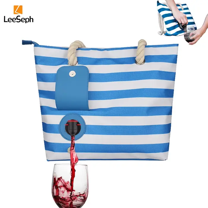 Leeseph-Sac à vin de plage avec distributeur GNE, sac isotherme pour pique-niques, camping, voyage, fête, facile à verser