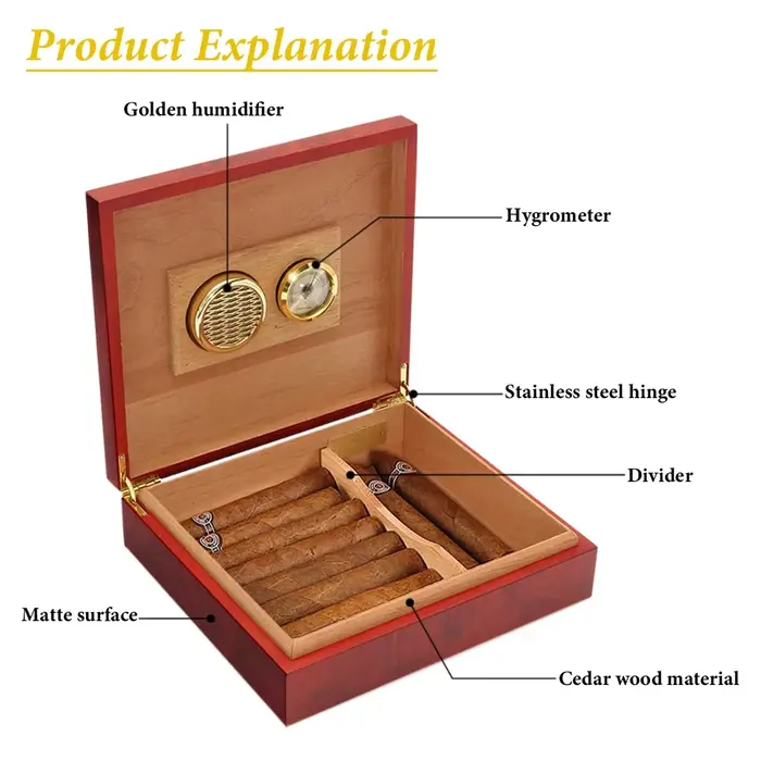 Boîte d'humidification à cigares avec hygromètre