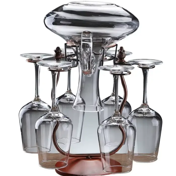 Casier à vin en bois massif avec support de carafe intégré