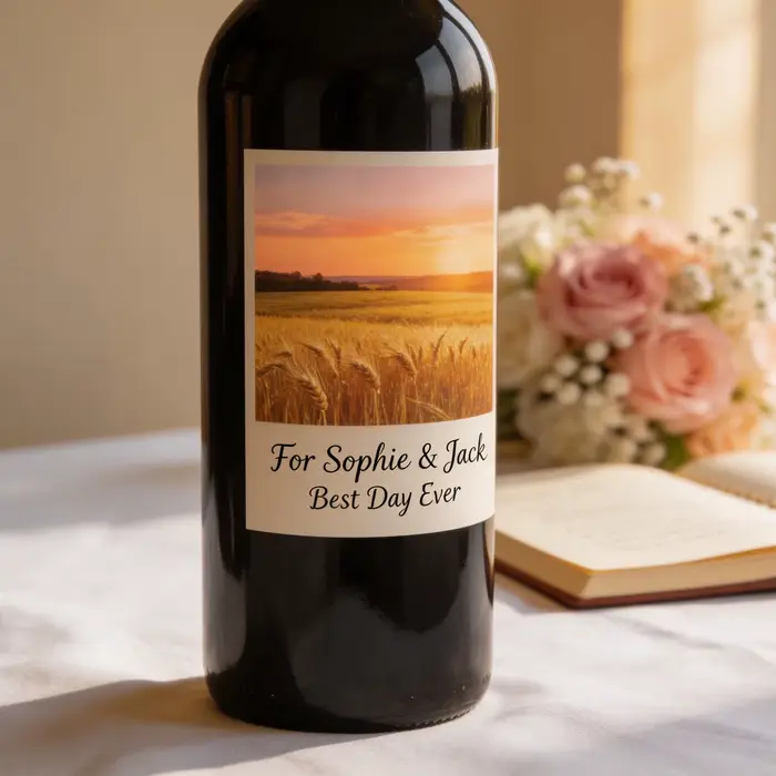 Étiquettes de vin personnalisées 3"x4" (7.6x10.16cm) en papier ou autocollant vinyle imperméable pour bouteille de vin
