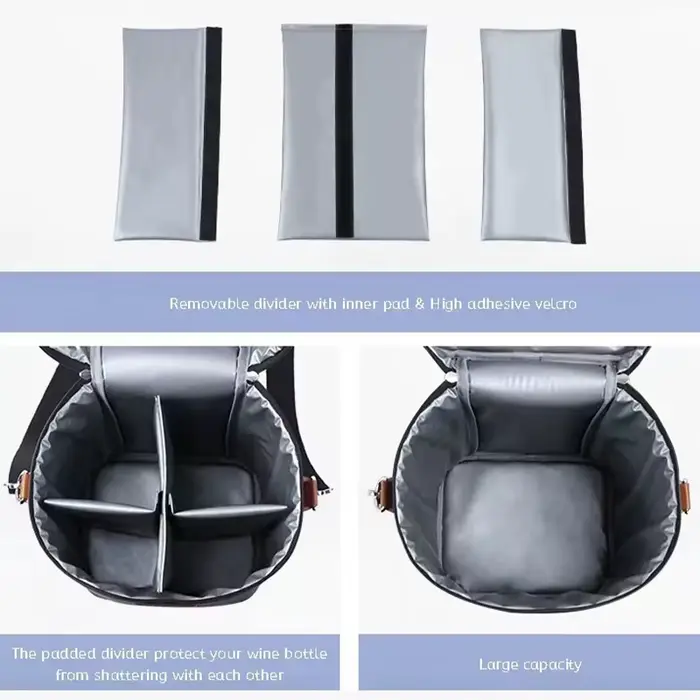 Sac à déjeuner sac isolant vin rouge 4 bouteilles vin glace froide refroidisseur pochettes en plein air porte-vin