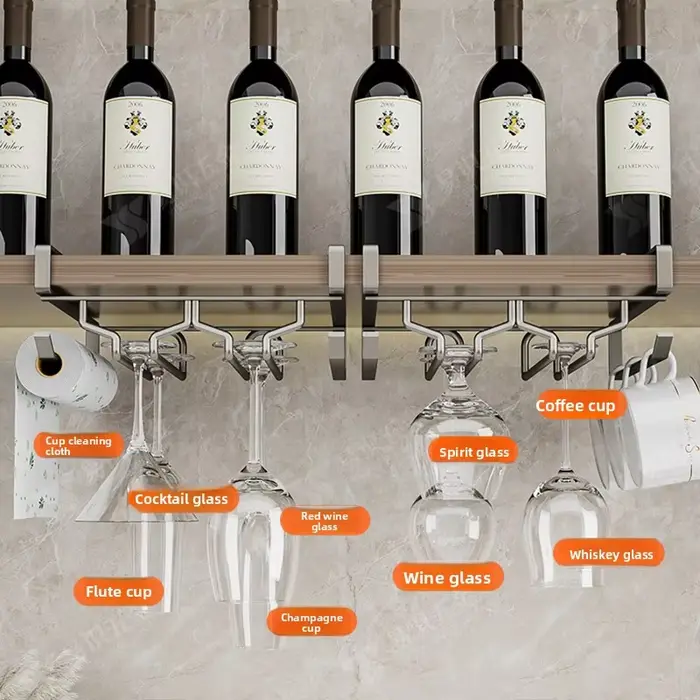Support de verre à vin rouge suspendu inversé sans poinçonnage