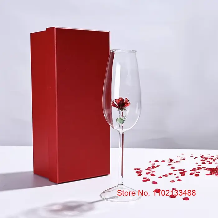 Verre à Champagne en Clip avec Rose à l'Intérieur