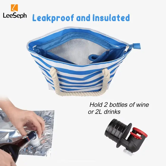 Leeseph-Sac à vin de plage avec distributeur GNE, sac isotherme pour pique-niques, camping, voyage, fête, facile à verser