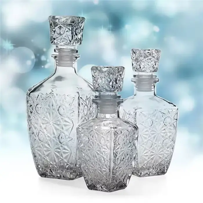 Bouteille Transparente en Verre Clip pour Whisky ou Vin Français