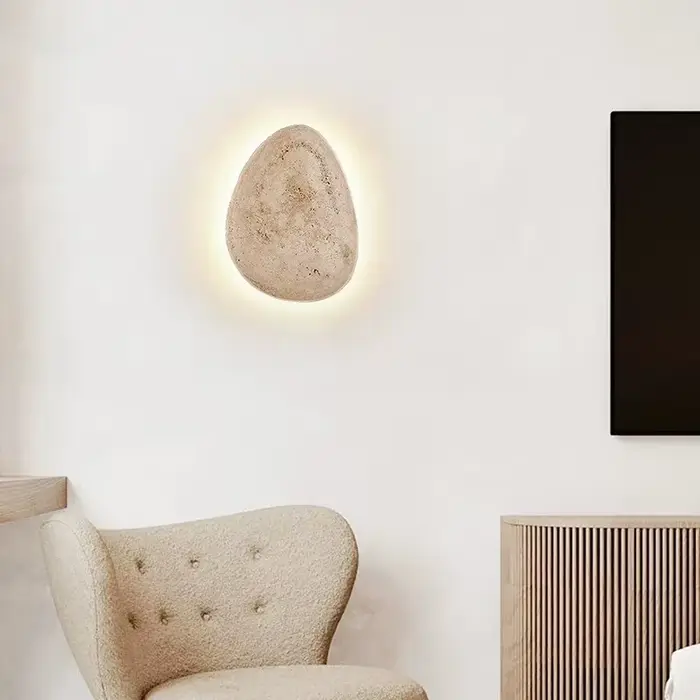 Wine-sabi-Applique Murale LED Créative en Pierre Naturelle Jaune