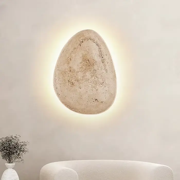 Wine-sabi-Applique Murale LED Créative en Pierre Naturelle Jaune