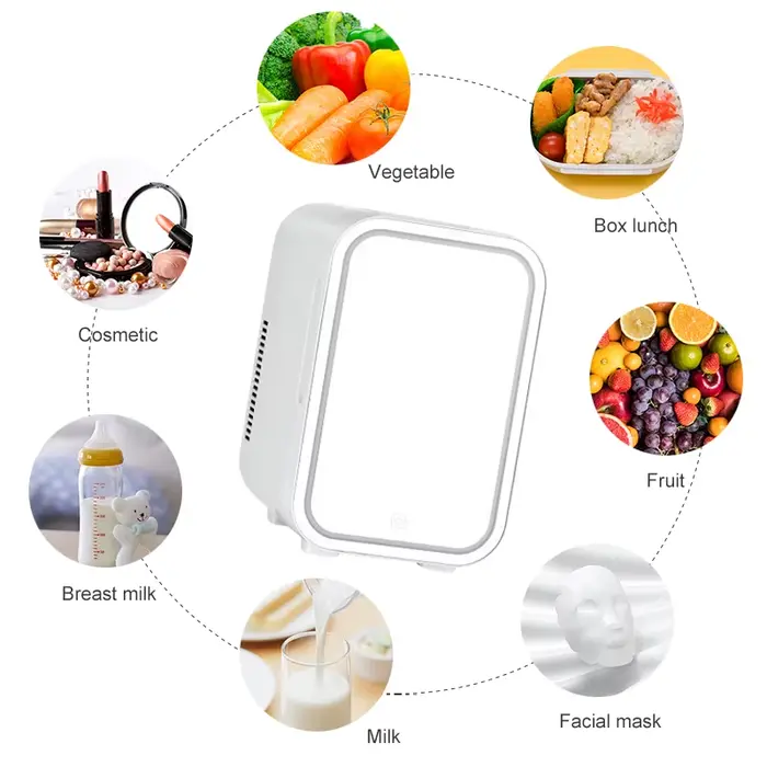 Mini réfrigérateur de maquillage 4L avec miroir lumineux LED