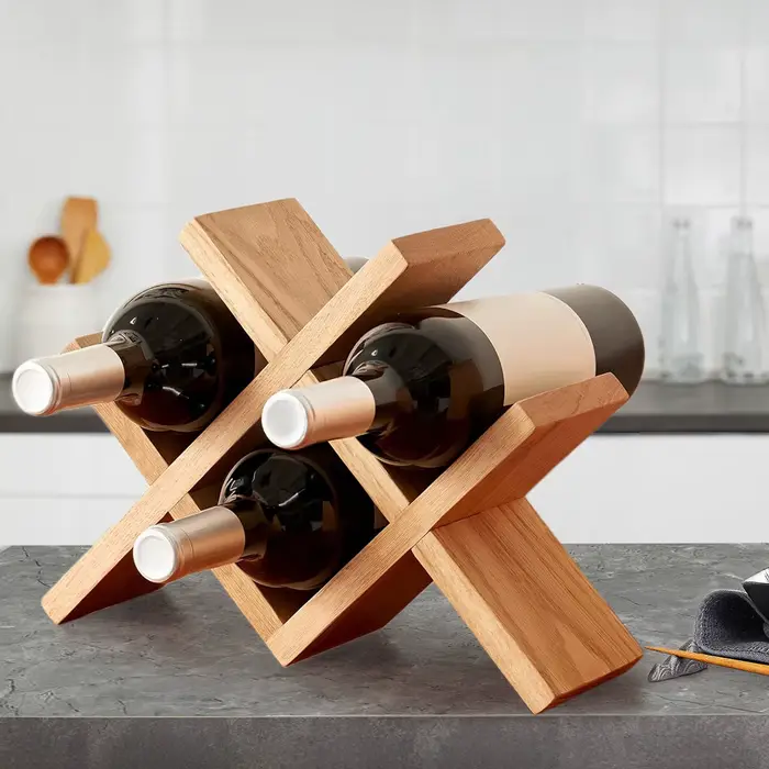 Porte-vin en bois pour 4 bouteilles - Style rustique campagnard