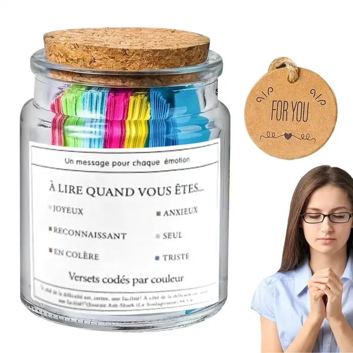 Bouteille en verre avec versets spirituels
