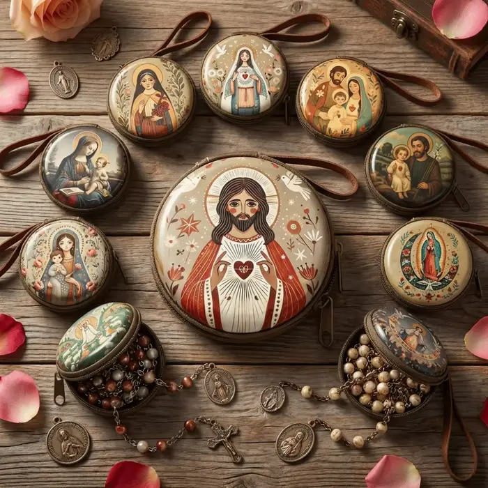 Sac de rangement pour chapelet de prière de la Vierge Marie