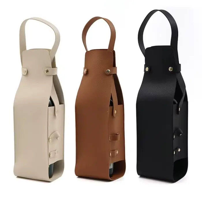 Sac cadeau de vin réutilisable de luxe en cuir PU