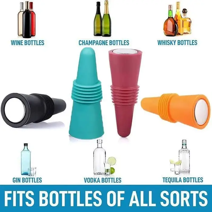 Ensemble de bouchons de bouteille de vin et de boisson en Silicone