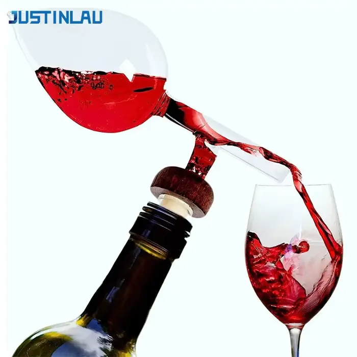 JUSTINLAU aérateur de vin rouge rond/en forme de pêche verseur de bouteille de vin