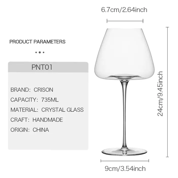 CRISON PNT01 Verre à vin rouge en cristal ultra-mince fait à la main pour Riesling bordeaux