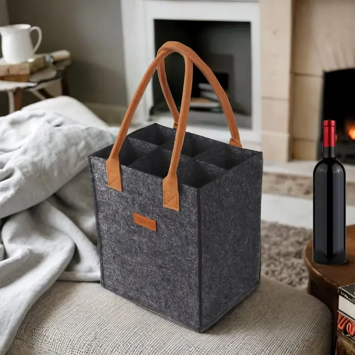 Sac de transport pour 6 bouteilles de vin avec séparateur